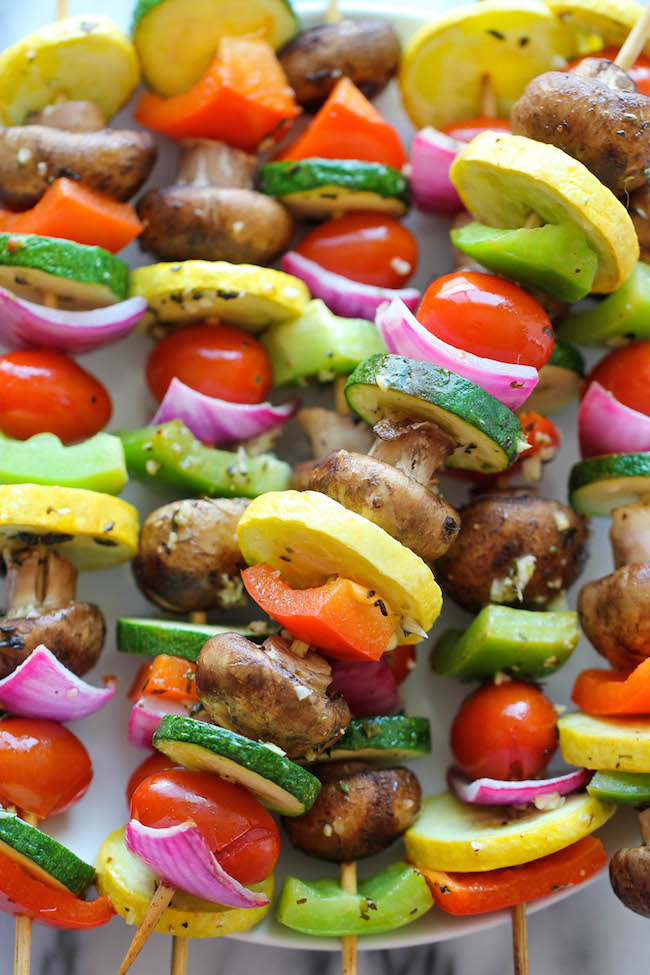 Vegetable skewers shop in oven