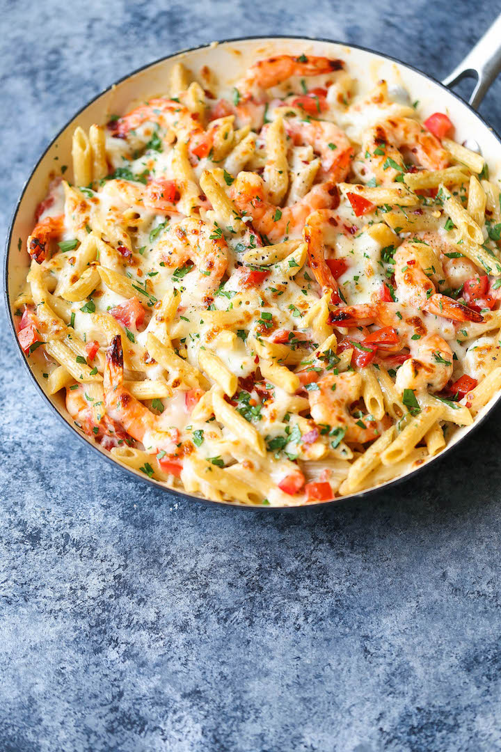 Skinny Shrimp Alfredo Pasta Bake Damn Delicious