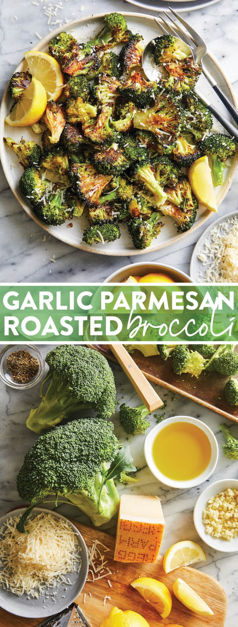 Garlic Parmesan Roasted Broccoli - This comes together so quickly with just 5 min prep. It's the perfect and easiest side dish to any meal!