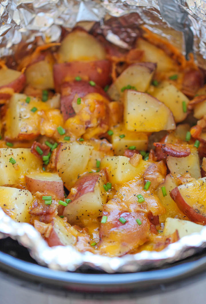 Slow Cooker Cheesy Bacon Ranch Potatoes - Damn Delicious