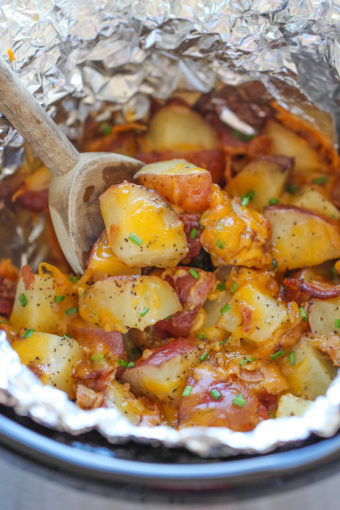 Slow Cooker Cheesy Bacon Ranch Potatoes - Damn Delicious