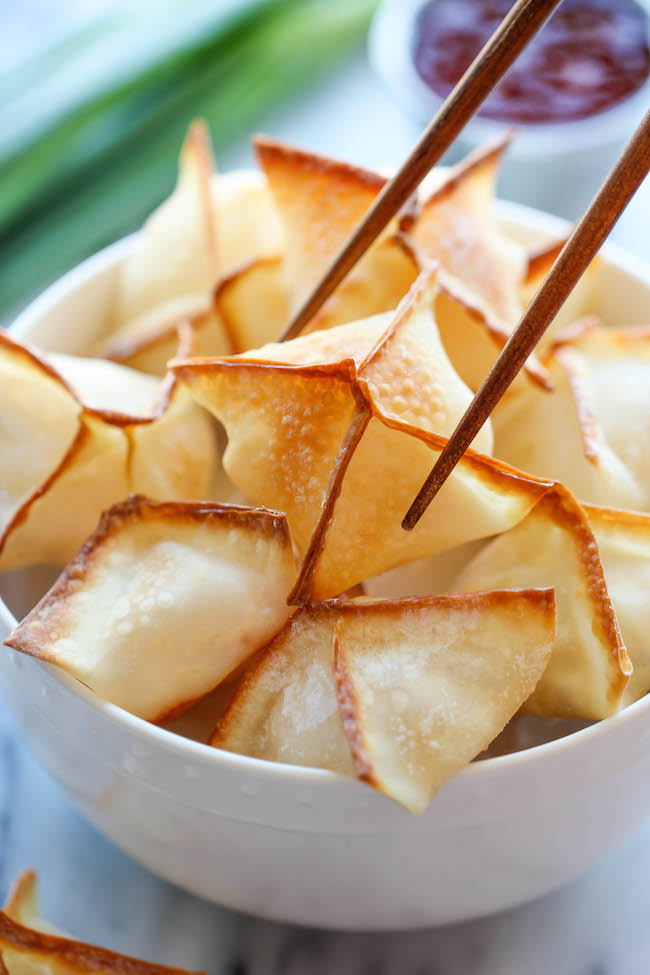 Baked Cream Cheese Wontons - No one would ever believe that these crisp, creamy wontons are actually baked, not fried! And they're so easy to make!