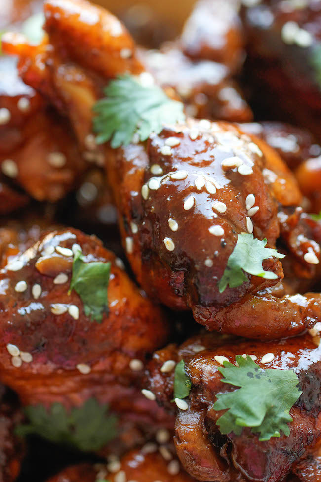 Slow Cooker Sticky Chicken Wings - The easiest wings you will ever make. Just throw everything into the crockpot and you're set! Easy peasy!