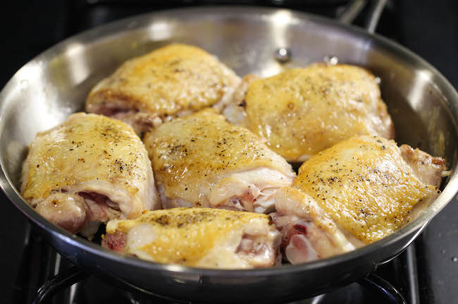 Baked Chicken and Mushroom Skillet - The most flavorful chicken topped with the creamiest mushroom sauce. An easy meal for those busy weeknights!