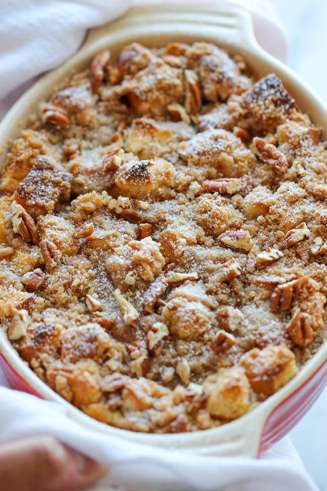 Baked Pumpkin Cream Cheese French Toast - Easy peasy with the most amazing cream cheese filling. Prep the night before and bake right before serving!