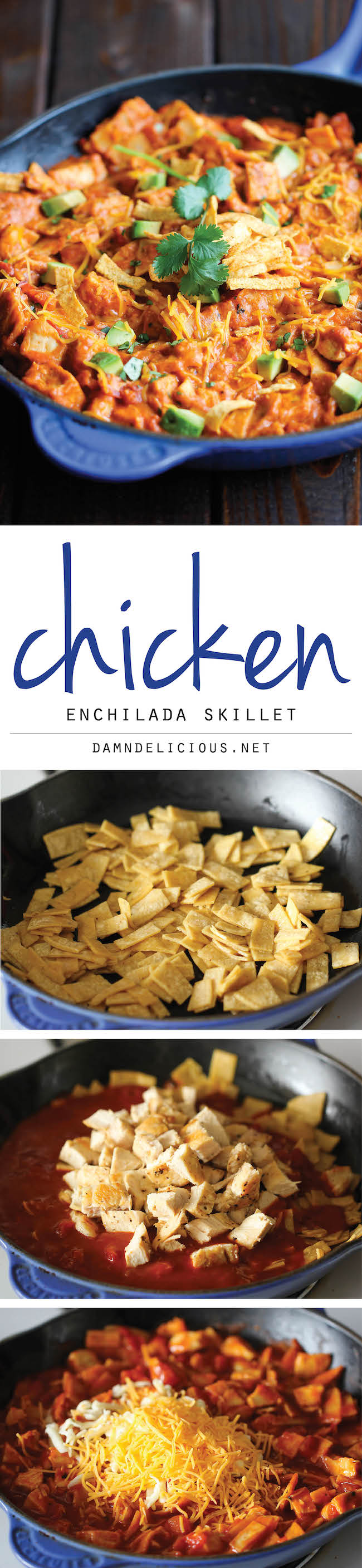 Chicken Enchilada Skillet - An easy, no-fuss, 30 min cheesy skillet dish that the whole family will love!