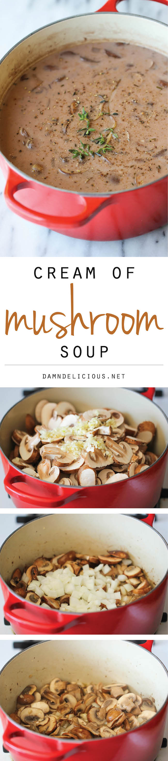 Homemade Cream of Mushroom Soup - The creamiest mushroom soup that tastes like the canned stuff but it's healthier, creamier and tastier!
