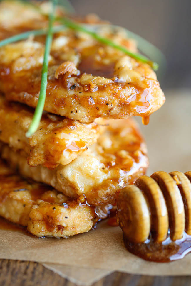 Honey Garlic Chicken - The most amazing crisp-tender chicken with a honey garlic sauce that is out of this world!