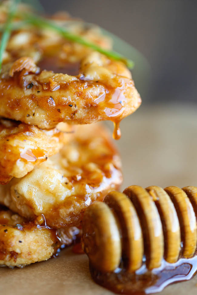 Honey Garlic Chicken - The most amazing crisp-tender chicken with a honey garlic sauce that is out of this world!