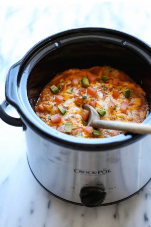 Slow Cooker Enchilada Stack - Damn Delicious