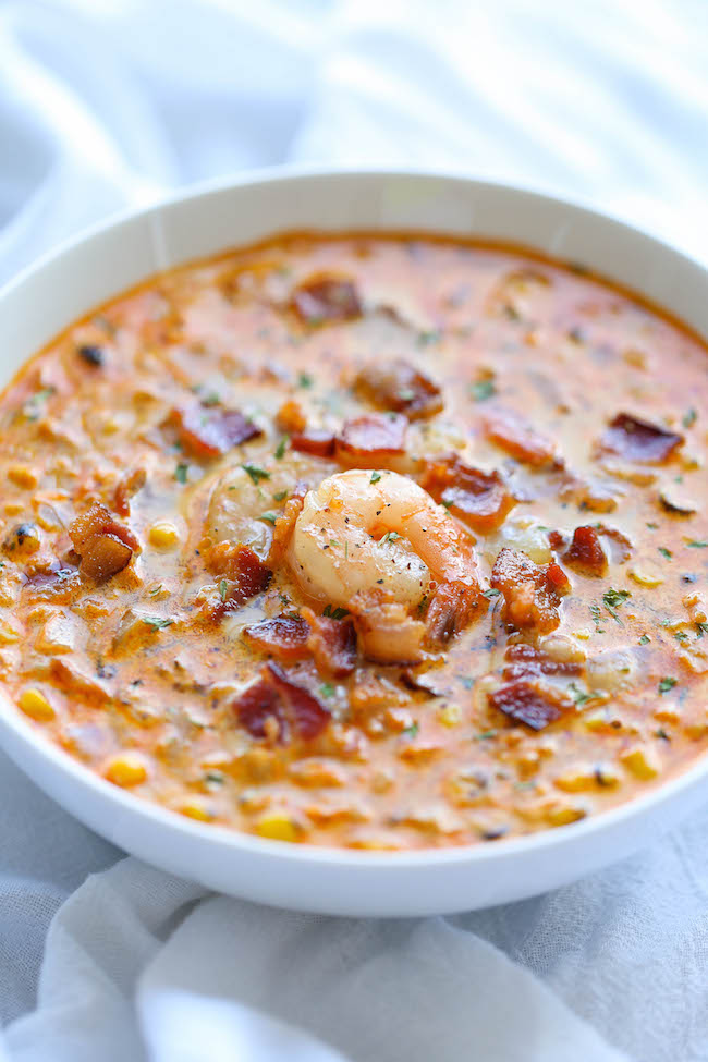 Shrimp and Corn Chowder - An easy, creamy chowder that's incredibly smoky, sweet and packed with tons of flavor!