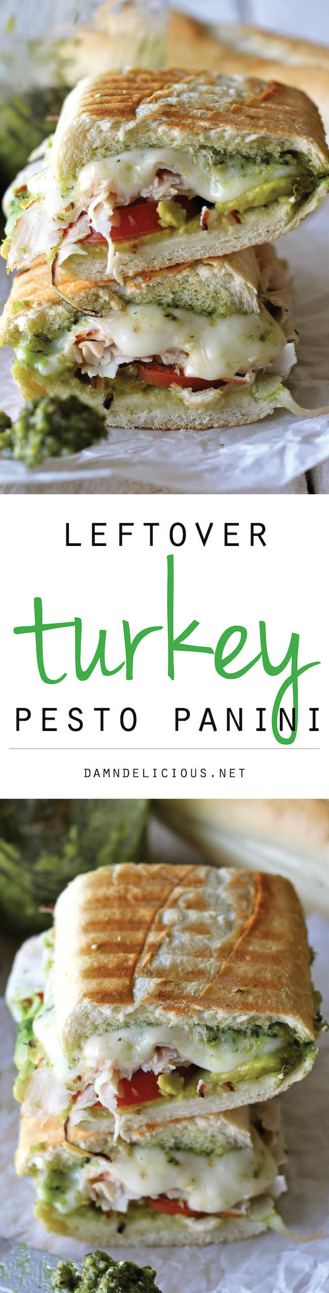 Leftover Thanksgiving Turkey Pesto Panini - This loaded panini is one of the perfect ways to use up your leftover Thanksgiving turkey!