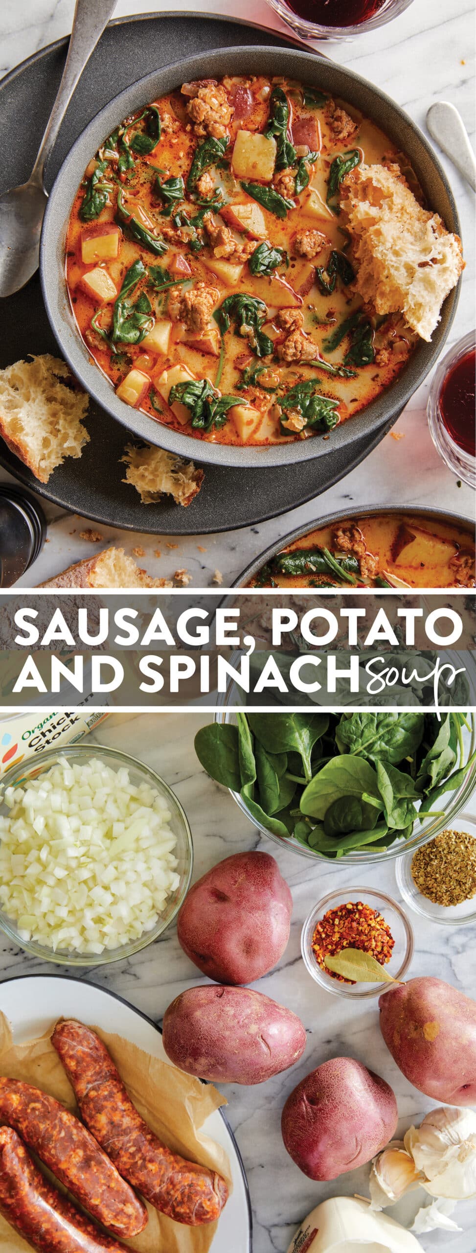 Sausage, Potato and Spinach Soup - Damn Delicious