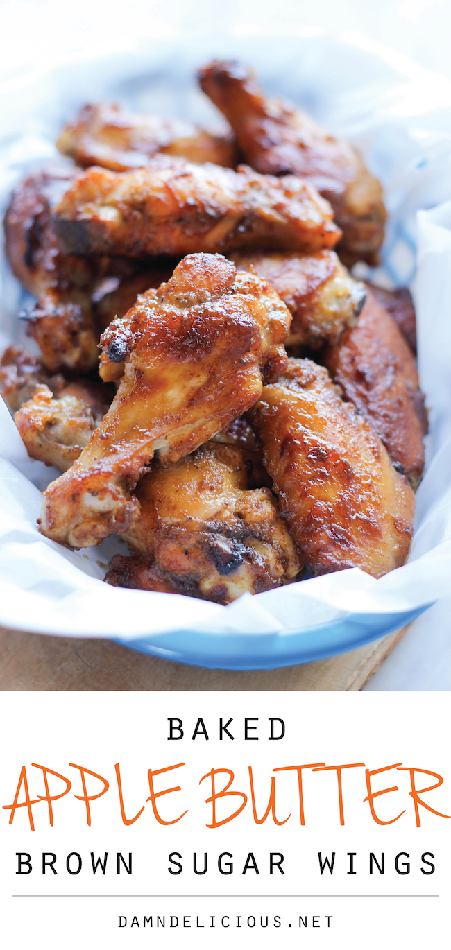 Baked Apple Butter Brown Sugar Wings - Damn Delicious