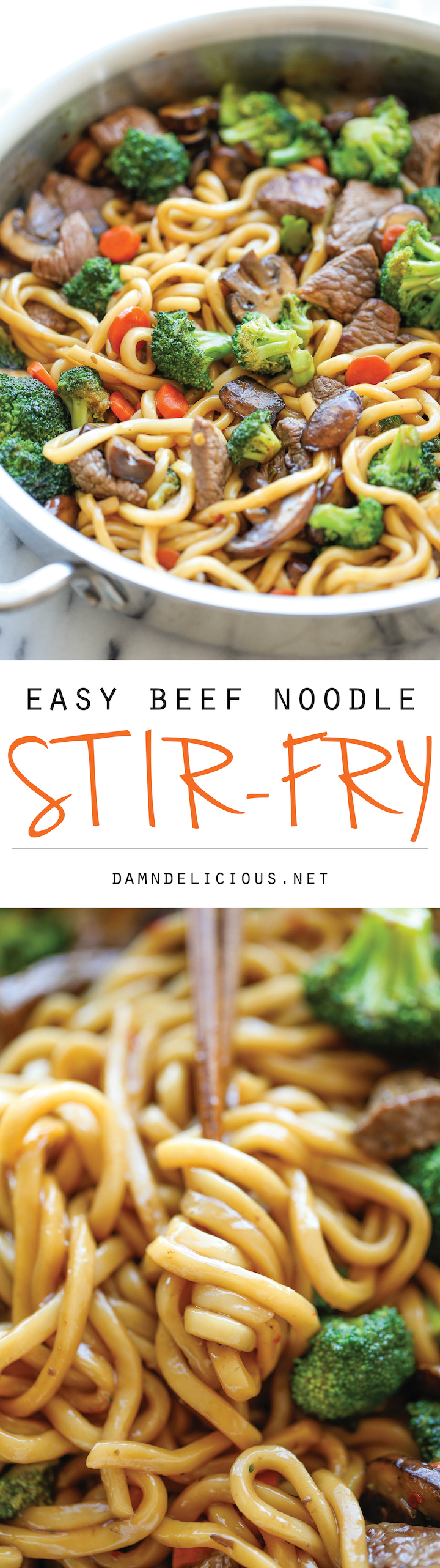 Beef Noodle Stir Fry - The easiest stir fry ever! And you can add in your favorite veggies, making this to be the perfect clean-out-the-fridge type meal!