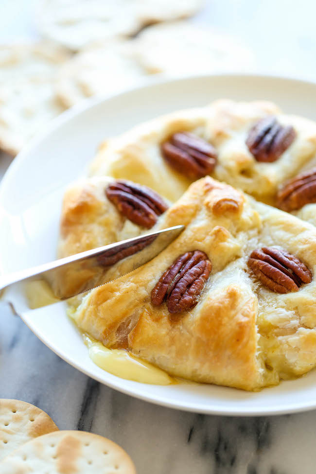 Pumpkin Pecan Baked Brie - The easiest baked brie ever! All you need is 5 min prep, but be warned that you'll probably want to make this all year long!