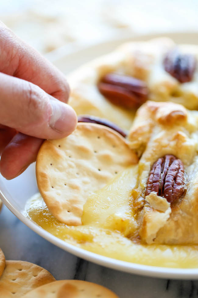 Pumpkin Pecan Baked Brie - The easiest baked brie ever! All you need is 5 min prep, but be warned that you'll probably want to make this all year long!