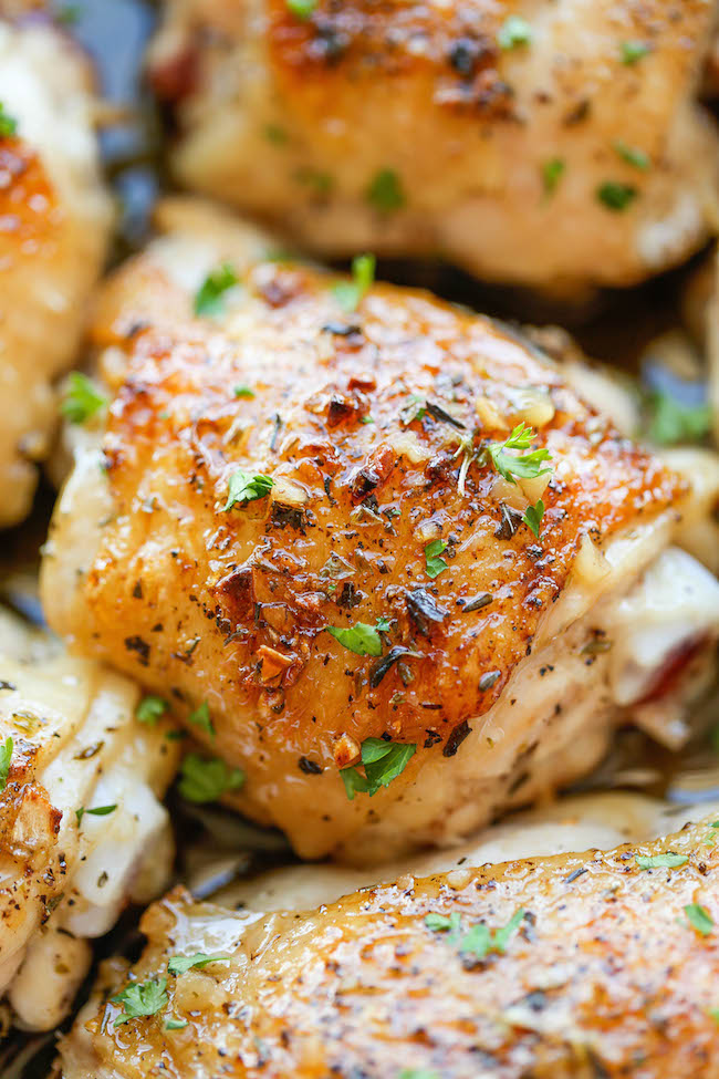 Garlic Brown Sugar Chicken - The best and easiest chicken ever, baked to crisp-tender perfection along with the most amazing sweet garlic sauce!