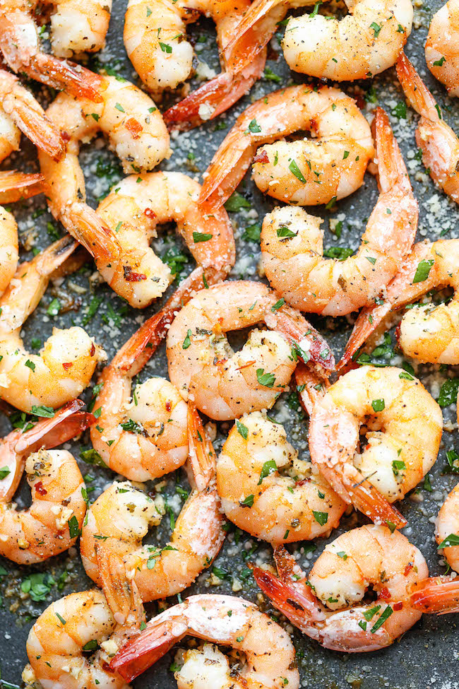 Garlic Parmesan Roasted Shrimp - The easiest roasted shrimp cocktail ever made with just 5 min prep. Yes, it's just that easy!