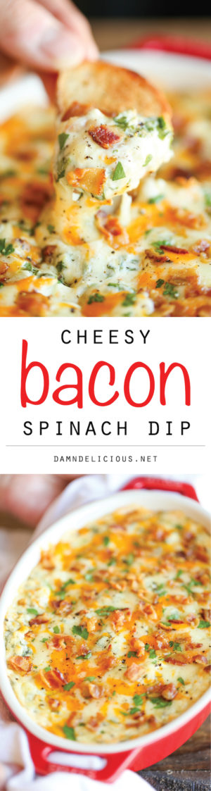 Cheesy Bacon Spinach Dip - Damn Delicious