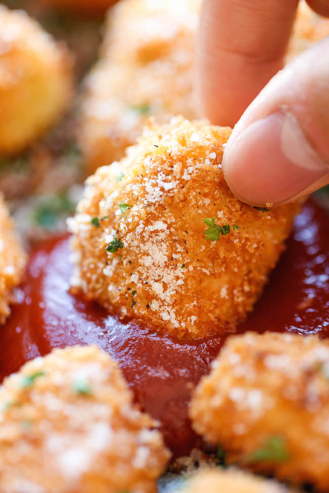 Parmesan Chicken Bites - The best chicken nuggets you will ever have - crisp-tender and completely homemade with Parmesan goodness!