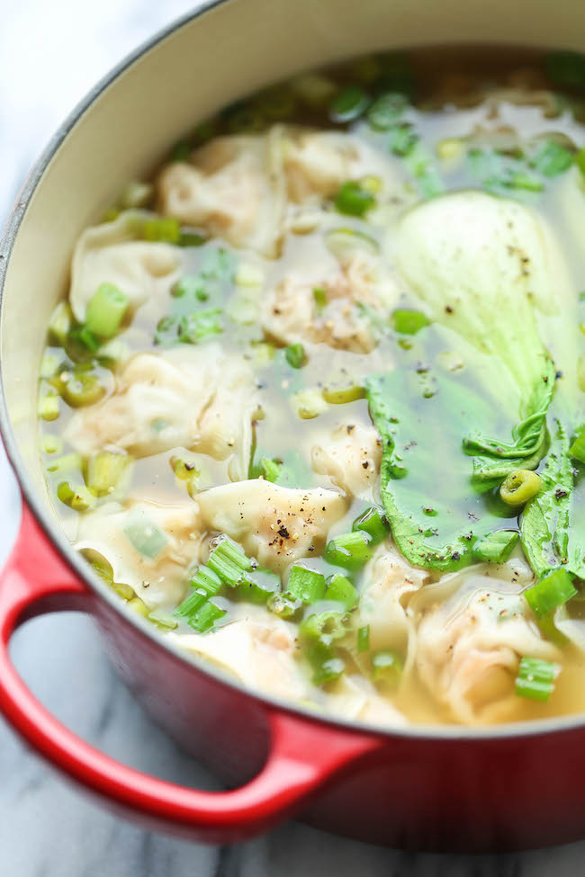Wonton Soup - A super easy, light and comforting wonton soup that you can make right at home - and it tastes 1000x better than ordering out!