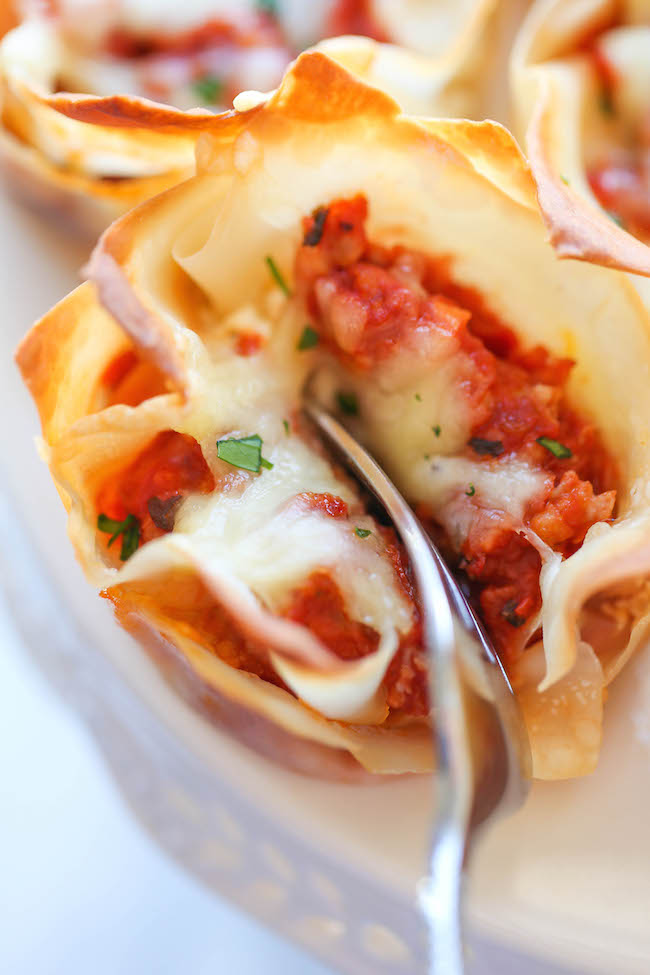 Mini Lasagna Cups - The easiest, simplest lasagna you will ever make, conveniently made into single-serving portions!