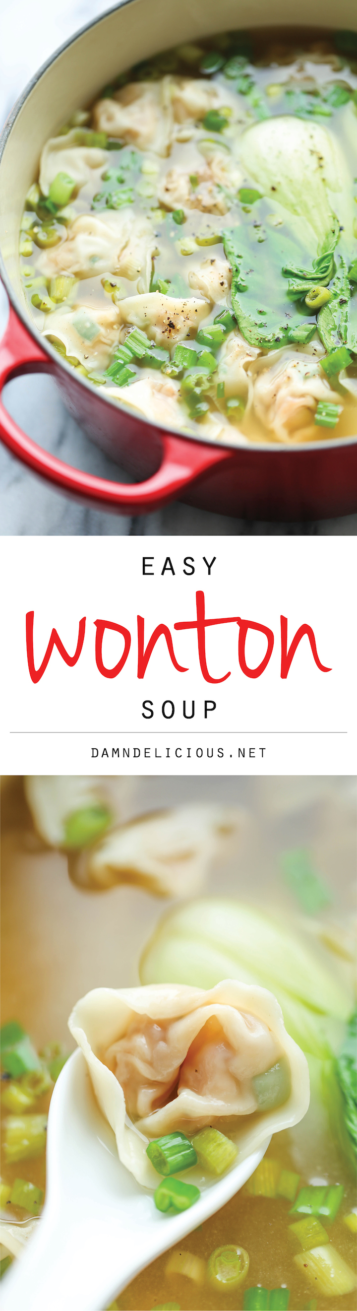 Wonton Soup - A super easy, light and comforting wonton soup that you can make right at home - and it tastes 1000x better than ordering out!