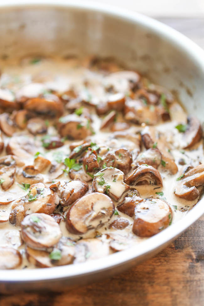 Easy Creamy Mushrooms - The easiest, creamiest mushrooms you will ever have - it's so good, you'll want to skip the main dish and make this a meal instead!