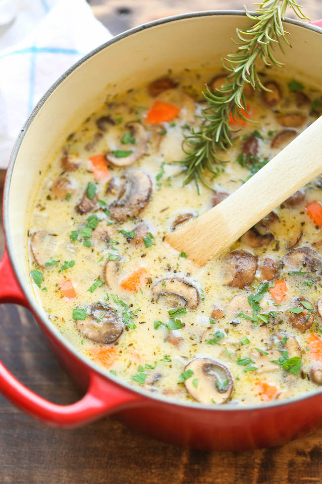 Creamy Chicken and Mushroom Soup - So cozy, so comforting and just so creamy. Best of all, this is made in 30 min from start to finish - so quick and easy!