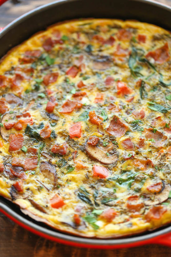 Bacon Mushroom Spinach Frittata - Damn Delicious