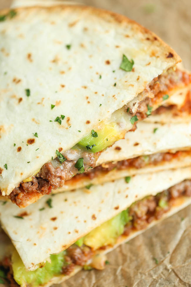 Cheesy Avocado Quesadillas - Easy, no-fuss quesadillas that are perfectly crisp and amazingly cheesy. An absolute must for those busy weeknights!