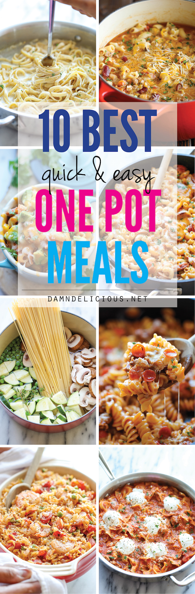 10 Quick and Easy One Pot Meals - No-fuss one pot meals for those busy nights when you just don't have the time. Easy peasy with only one pan to clean up!