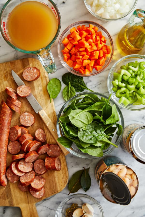 Slow Cooker Sausage, Spinach and White Bean Soup Damn Delicious