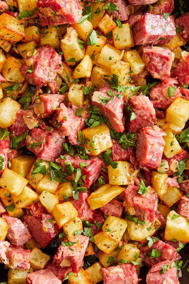 Corned Beef Hash - The most amazing no-fuss hash with roasted potatoes for that extra crispness. So good you'll want this all year long!