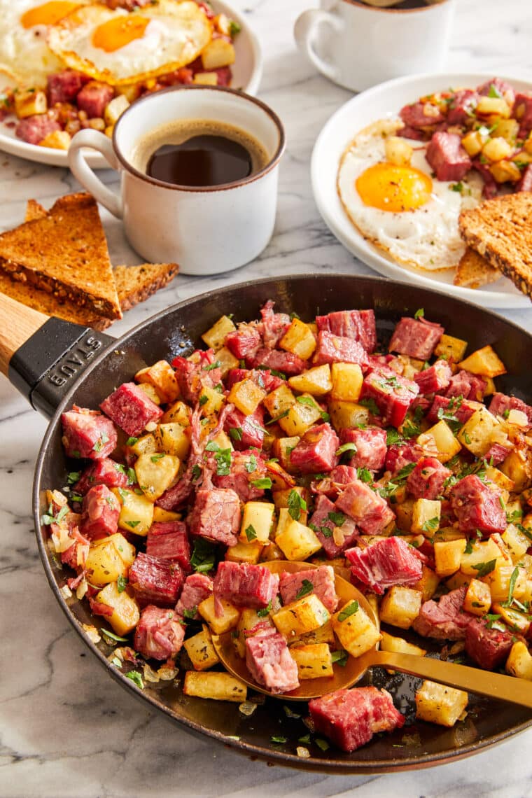 Corned Beef Hash - The most amazing no-fuss hash with roasted potatoes for that extra crispness. So good you'll want this all year long!