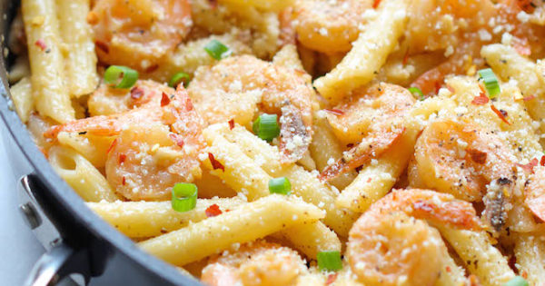 Spicy Parmesan Shrimp Pasta Damn Delicious