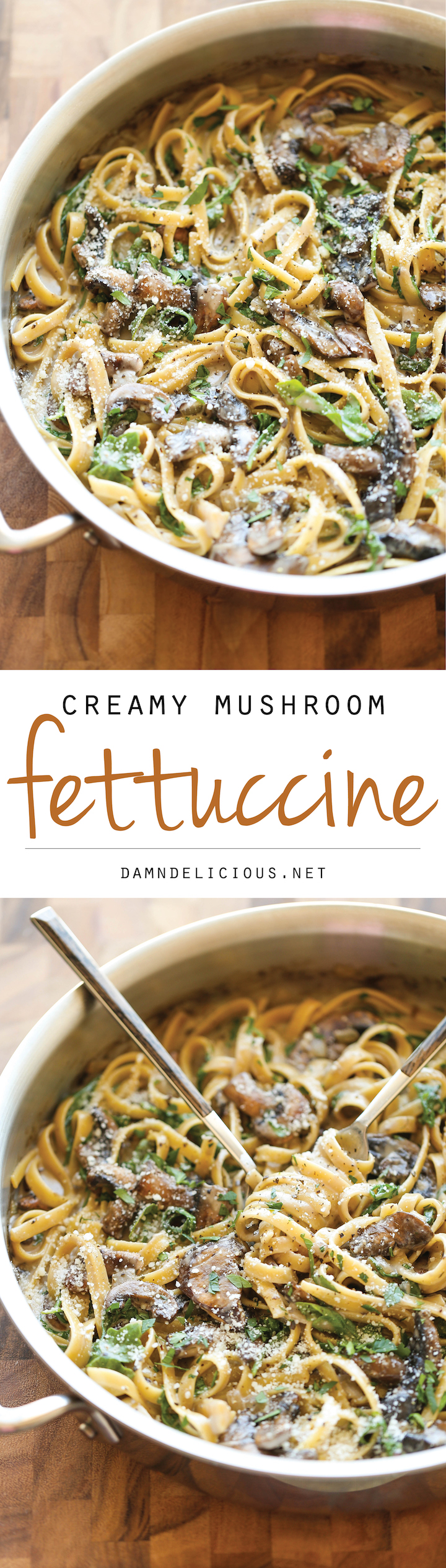 Creamy Mushroom Fettuccine - The creamiest mushroom alfredo sauce you will ever have - a sauce so good, you'll want to slurp it with a spoon!
