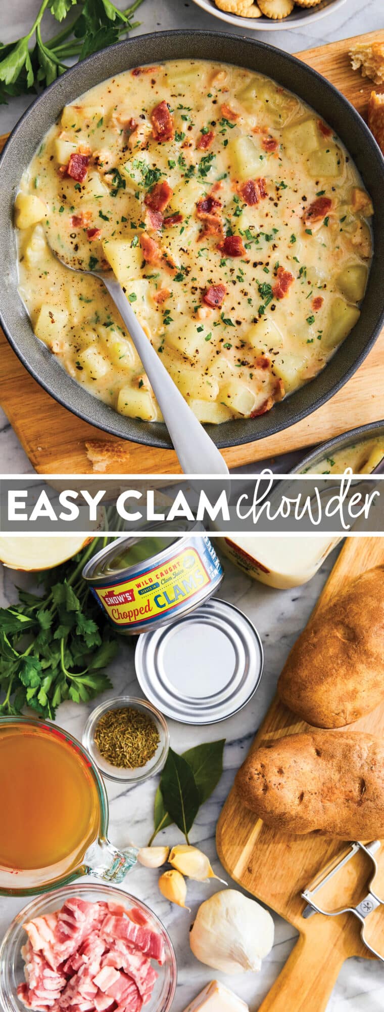 Easy Clam Chowder - Clam chowder is easier (and much better) to make right at home! So unbelievably creamy, flavorful and chockfull of clams!