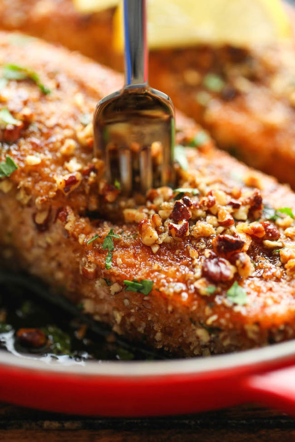 Pecan Crusted Salmon with Lemon Glaze Damn Delicious