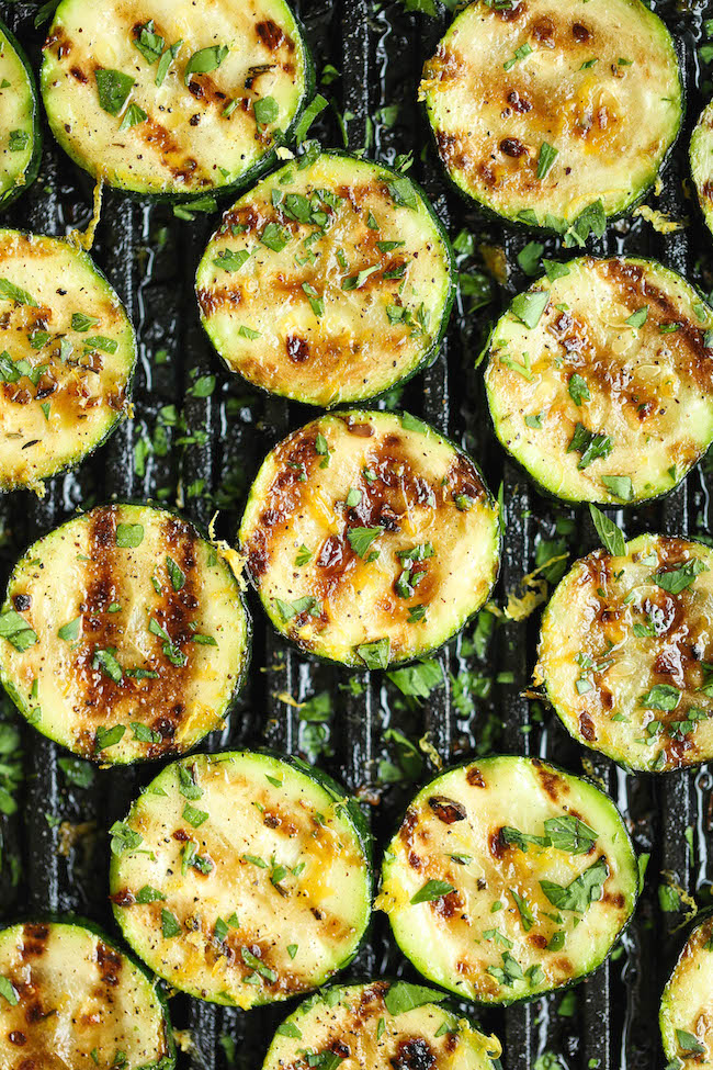 Grilled Lemon Garlic Zucchini - Amazingly crisp-tender zucchini grilled with a lemon butter garlic sauce - a side dish that will go well with anything!