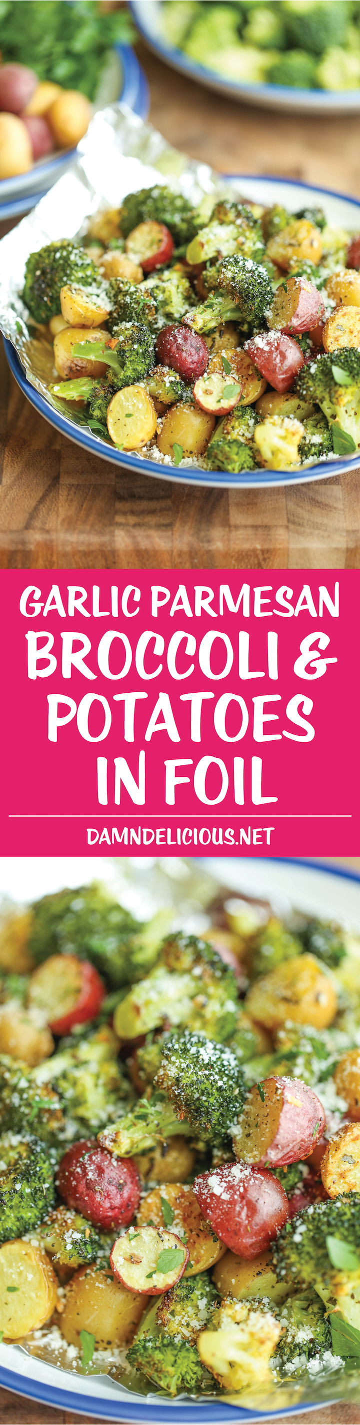 Garlic Parmesan Broccoli and Potatoes in Foil | Easy Foil-Wrapped Camping Recipes For Outdoor Meals