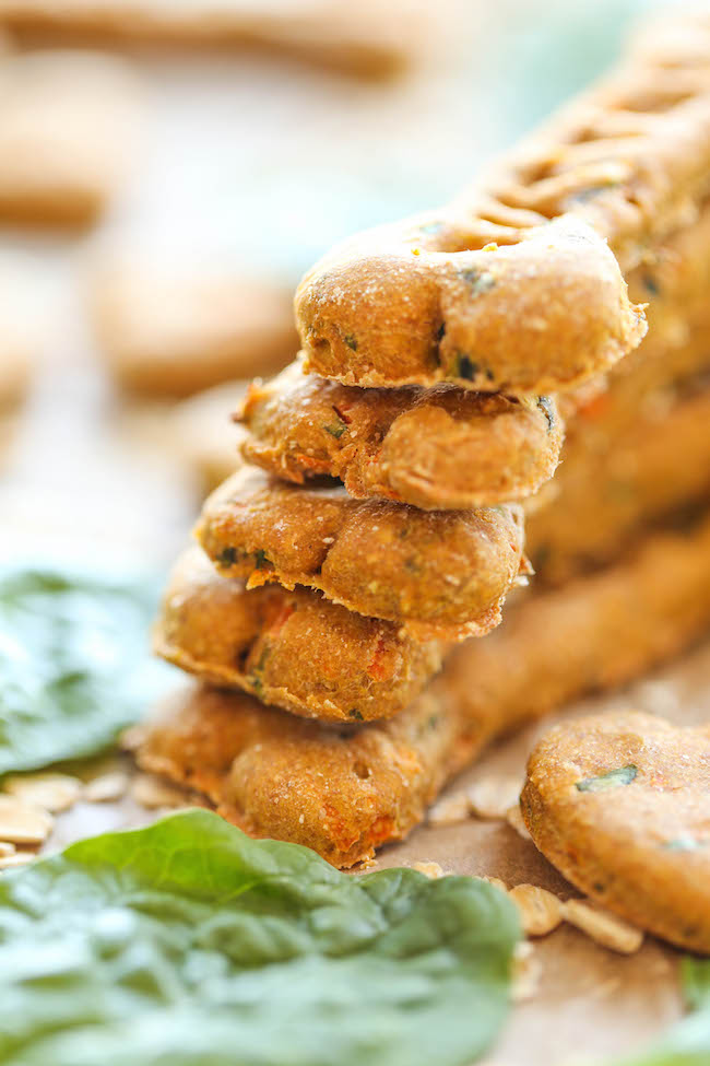 Spinach, Carrot and Zucchini Dog Treats - DIY dog treats that are nutritious, healthy and so easy to make. Plus, your pup will absolutely LOVE these!