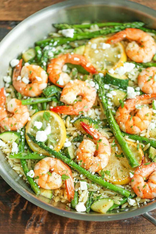 Shrimp, Asparagus and Zucchini Orzo Salad - Light, healthy and nutritious, tossed in the most amazing lemon Dijon vinaigrette!