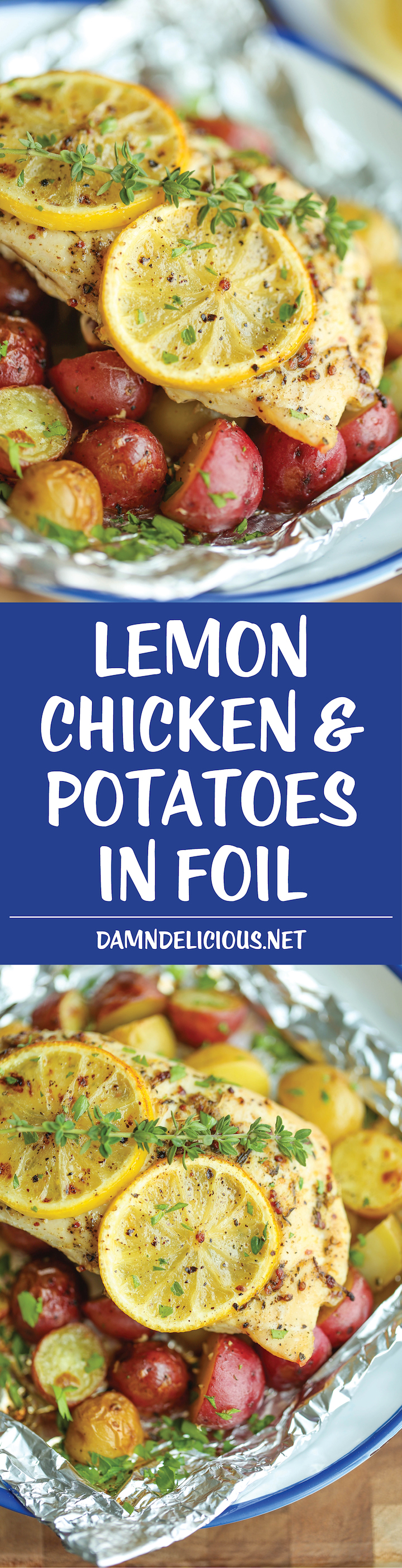 Lemon Chicken and Potatoes in Foil - The most amazingly moist and tender chicken breasts cooked in foil packets - so easy and packed with tons of flavor!
