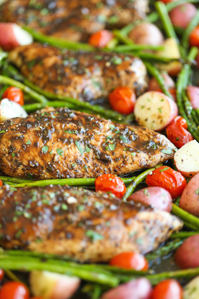 Honey Balsamic Chicken Breasts and Veggies