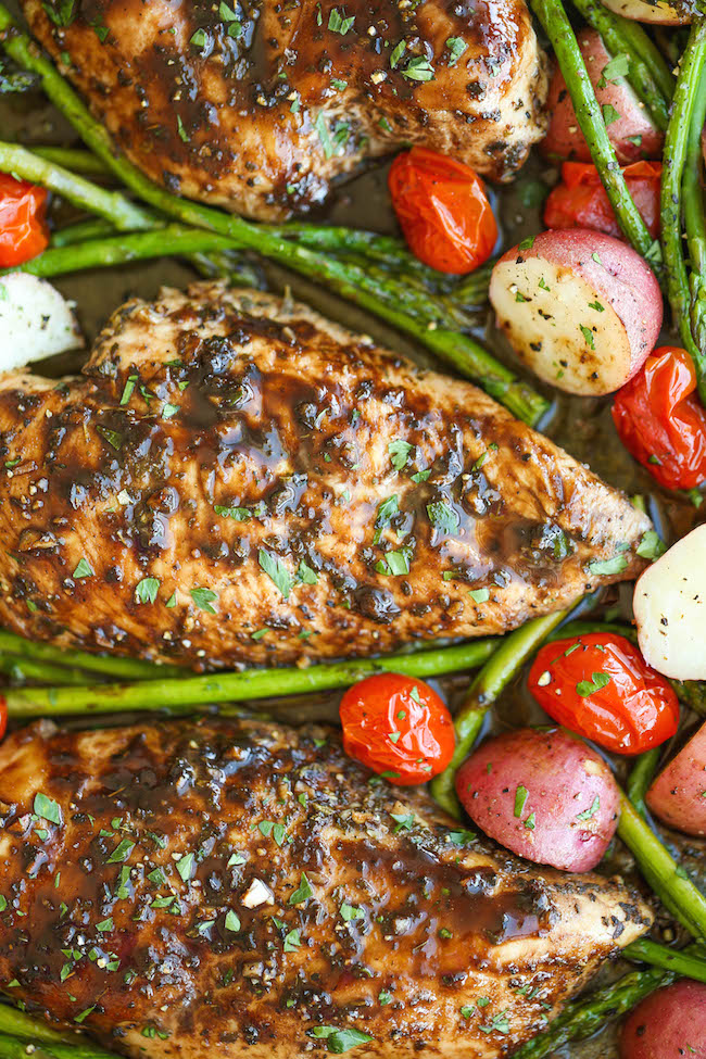 Honey Balsamic Chicken Breasts and Veggies - Damn Delicious