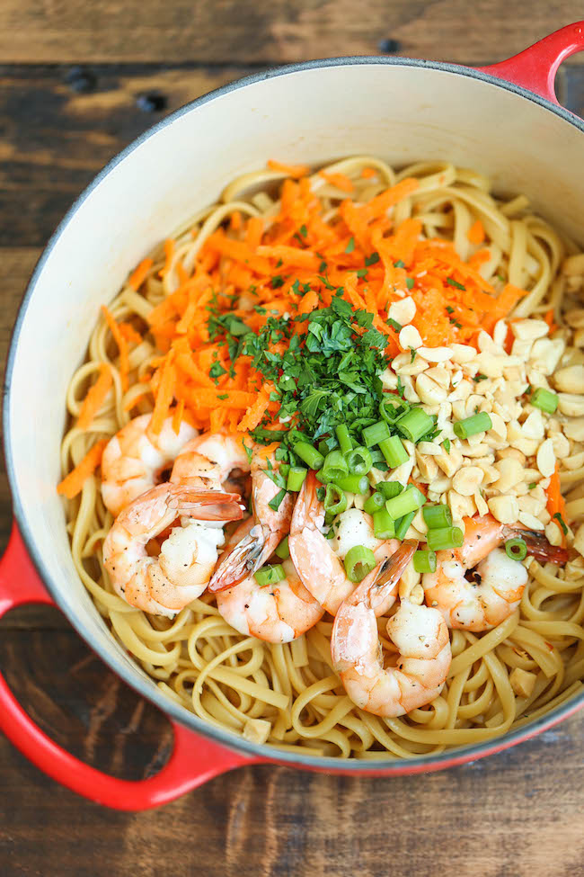 Thai Shrimp Noodles - An easy peasy 20 minute meal that can be easily adapted with more veggies - quicker than take-out and so much tastier (+healthier)!