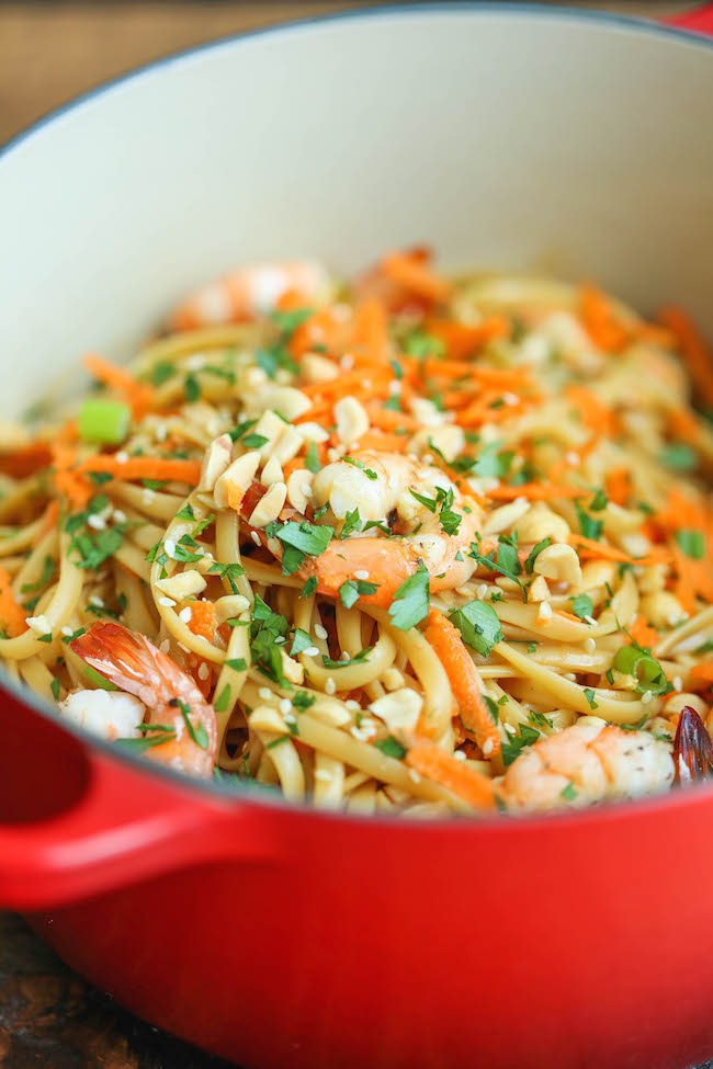 Thai Shrimp Noodles - An easy peasy 20 minute meal that can be easily adapted with more veggies - quicker than take-out and so much tastier (+healthier)!