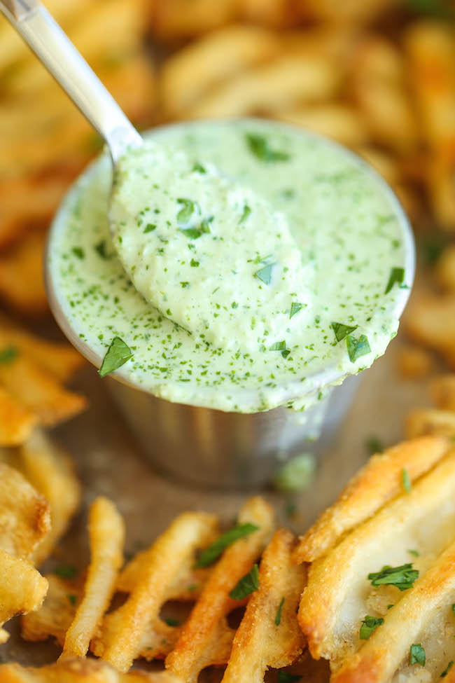 Cilantro Jalapeno Sauce - The easiest 5 min sauce ever. And you can use this on anything - from grilled meats to fries and even chips for dipping!